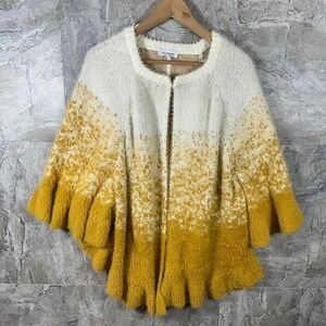Calligraphie cream and yellow fuzzy zip up cardigan Size 3XL knitwear winterwear